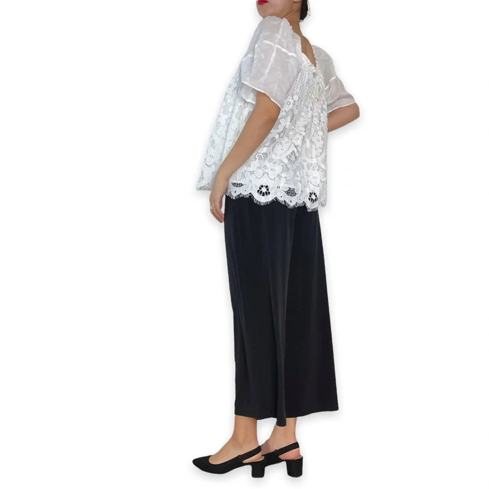 NWT Anthroplogie Moulinette Soeurs Messina White Puffsleeve Lace Top Size L - Picture 7 of 16